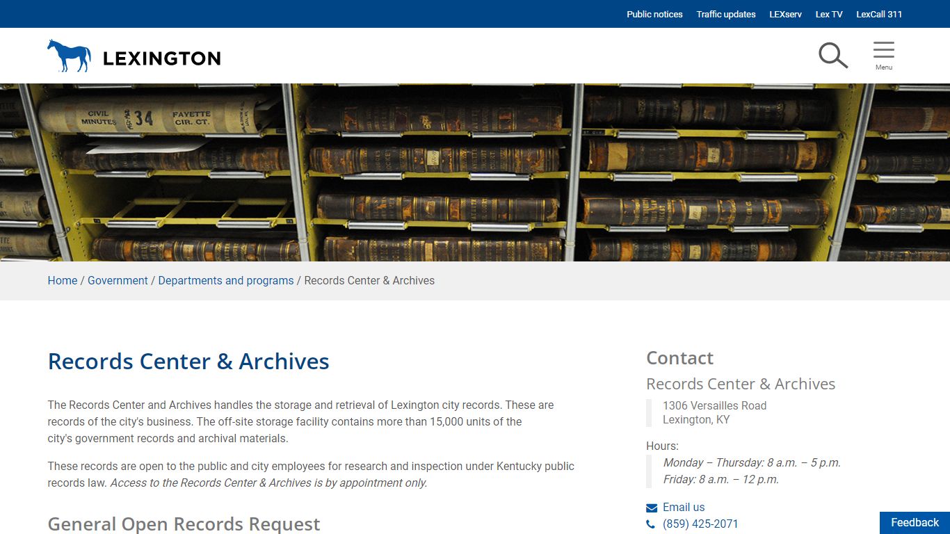 Records Center & Archives | City of Lexington